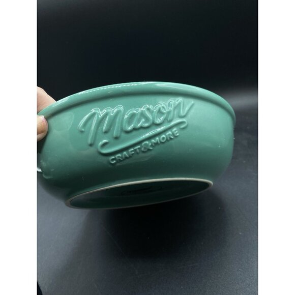 Mason Craft and More 8” Teal Green Soup Serving Bowls Classic Mason Jar Style - Picture 1 of 7